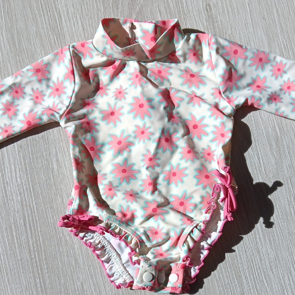 Floral Long Sleeve Baby Swimsuit